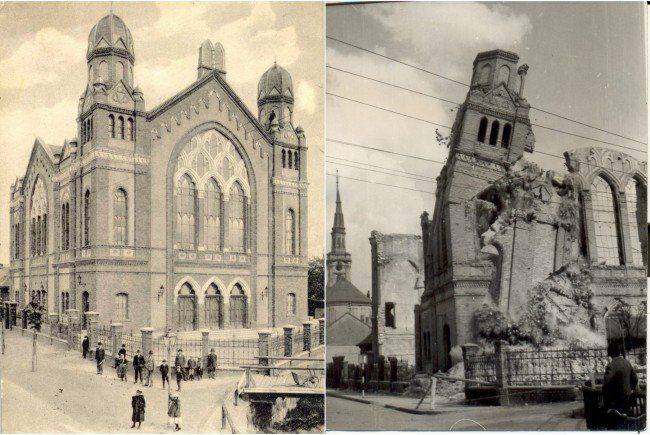 A Palóczy utcai régi zsinagóga a második világháború alatt találatot kapott. 1963-ban elbontották. Forrás: boon.hu